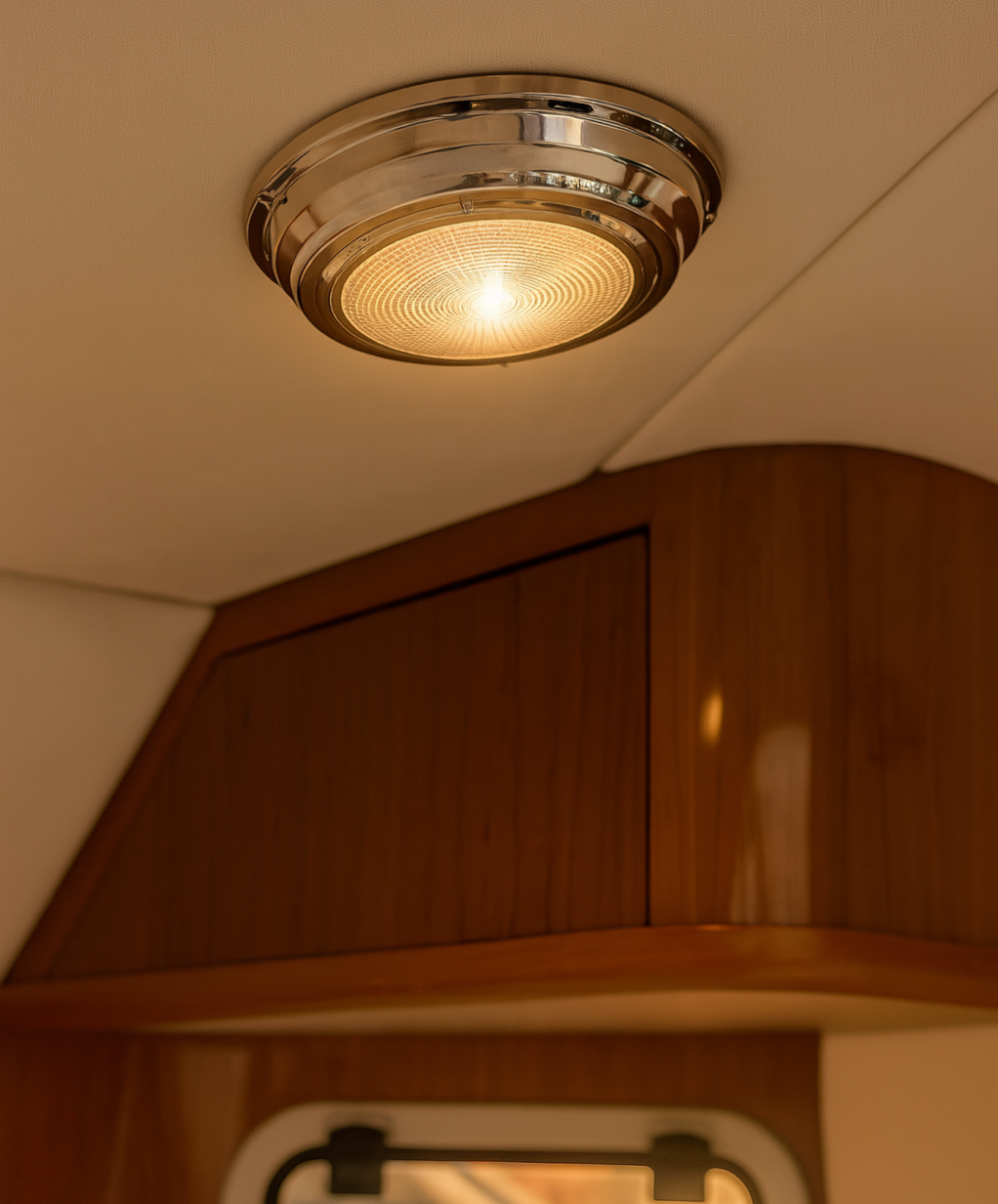 Scandvik LED Dome Light - Traditional - Stainless Steel - 5.5" - 12V installed on boat