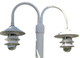 White Aluminum Round Post with Double LED Pagoda Dock Light no background