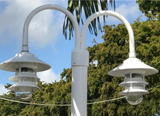 White Aluminum Round Post with Double LED Pagoda Dock Light 