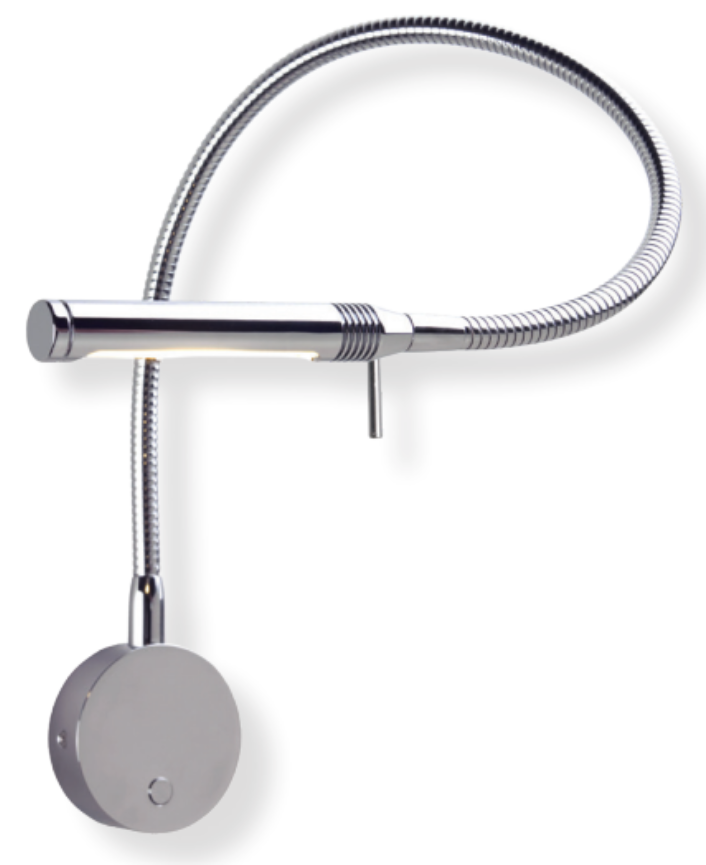 Rugen Reading/Chart LED Flex Light – Chrome, 500mm Bulkhead Mount, w/ Dimmer