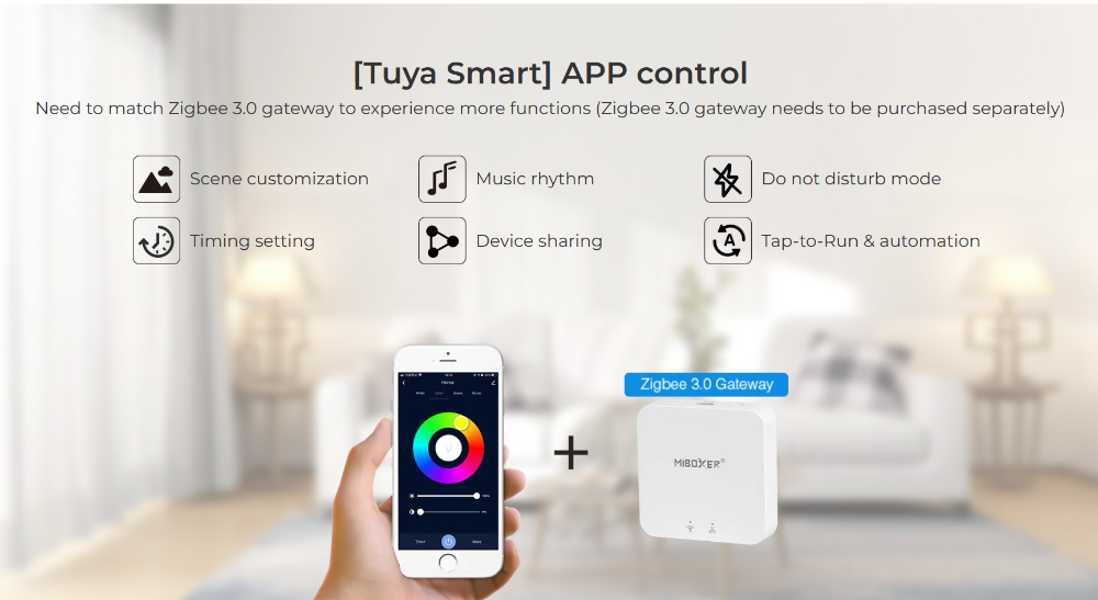 Tuya smart Mi-Light 2.4G remote controlled RGB+CCT LED app

