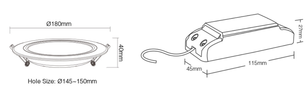 MiBoxer FUT066ZR RGB ceiling light diagram