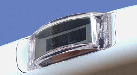 White Lumitec Contour inset LED lights installed on boat hardtop
