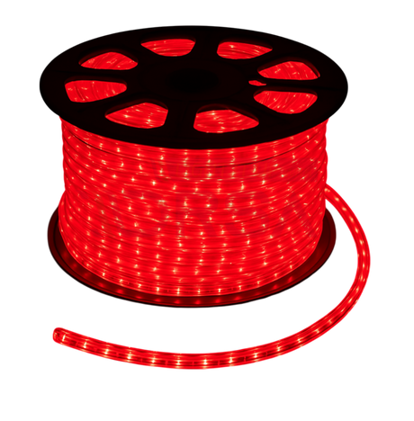 Red 3/8 inch round 10 mm LED rope light roll for 120V AC systems