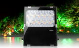 Color-changing smart floodlight for landscape and dock lighting

