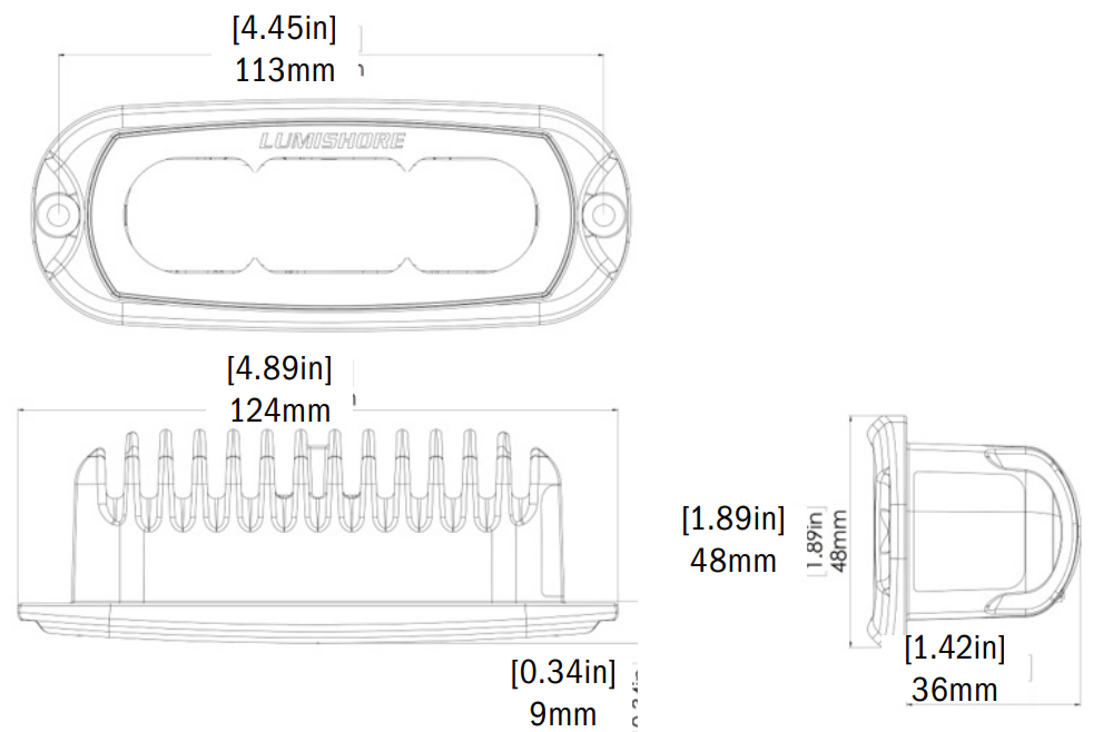 Marine-grade RGBW flood light for boats by Lumishore diagram