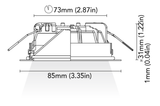 BCM Malibu 85 LED Recessed Light with 4W Output diagram
