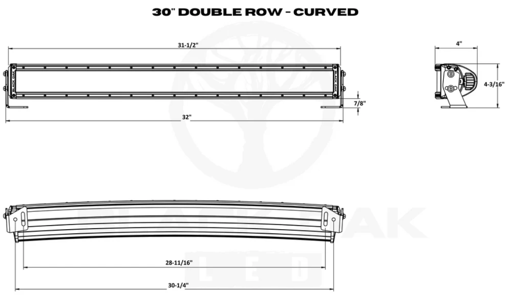 black oak 30-inch red LED curved hunting light bar

