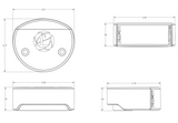 Technical drawing of a cylindrical object with dimensions and LUMITEC branding. 101868