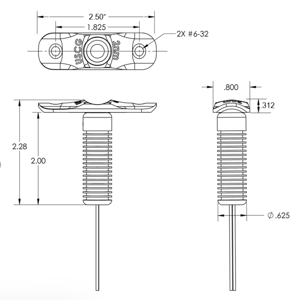 TACO Rub Rail Mounted LED diagram