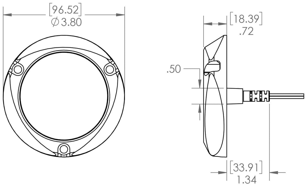 SeaBlaze X3 Spectrum underwater light, 7,000+ lumens, solid bronze install diagram