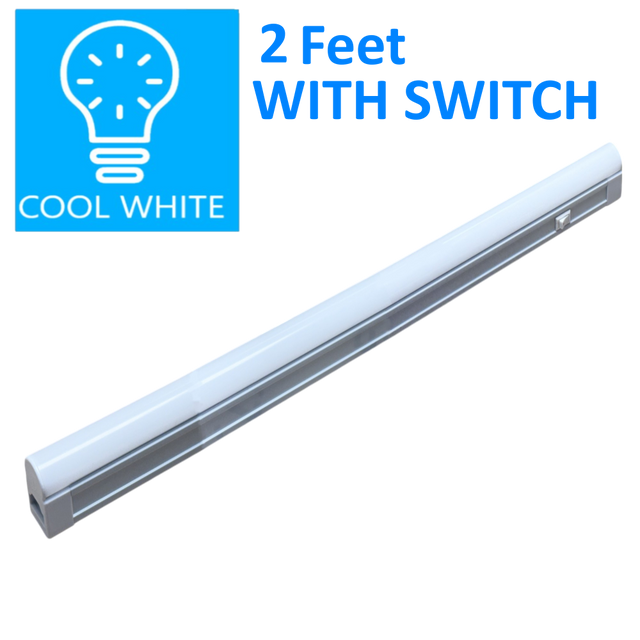 Sleek LED Utility Light 2FT 6000K cool white with switch

