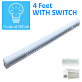 Sleek LED Utility Light 4FT 4000K natural white with switch no background

