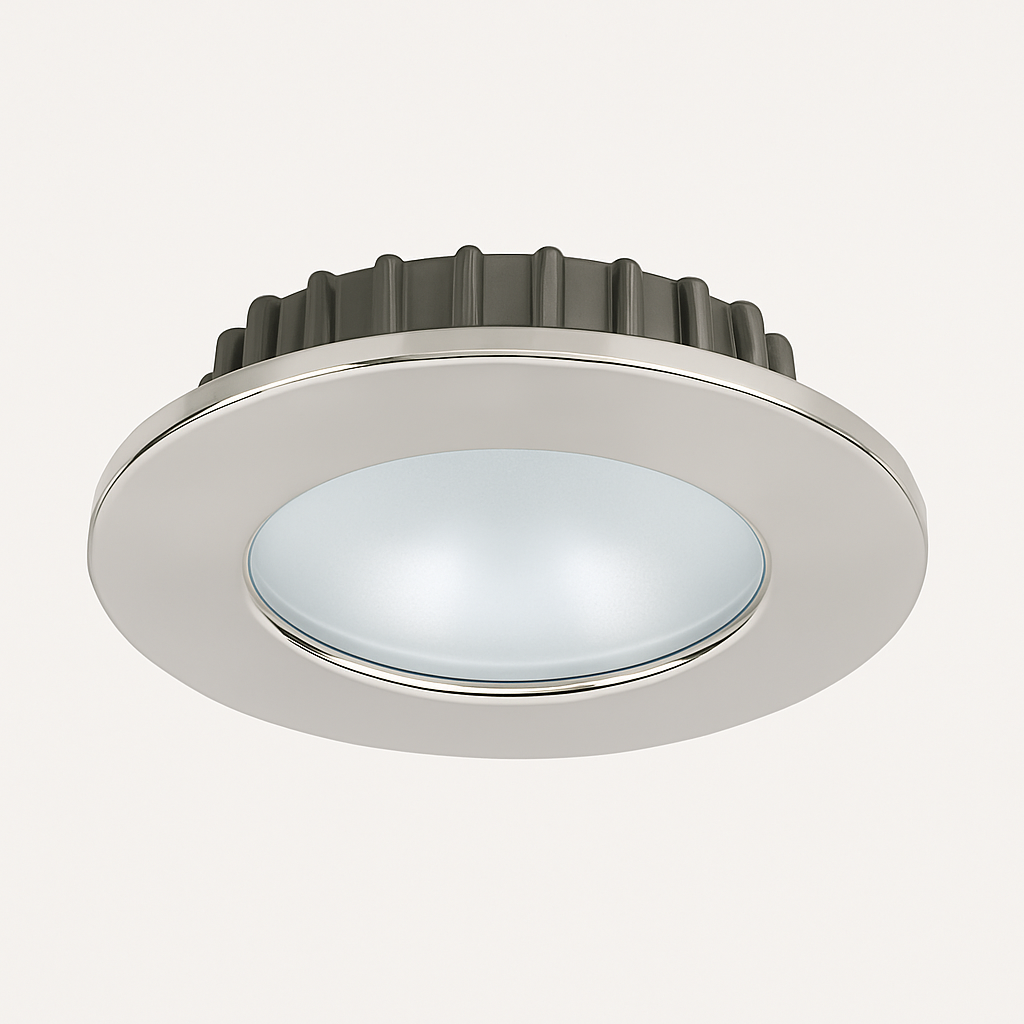 Yacht cabin light in brushed stainless finish in cool white

