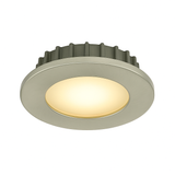 Brushed stainless steel marine downlight with warm white LED

