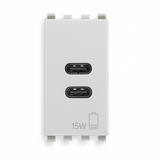 Vimar Eikon 20292  USB-C and USB- C
 silver finish front view