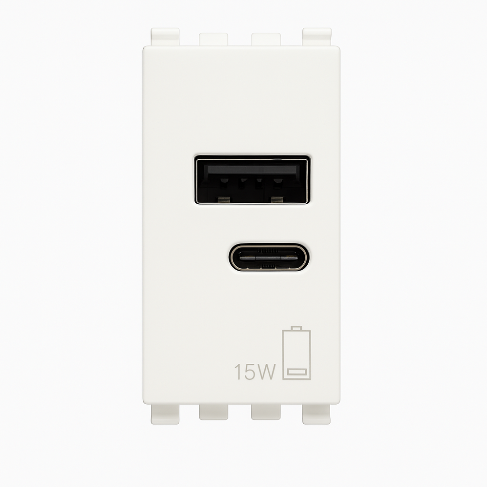 Vimar Eikon 20292.AC.15.N USB-A+USB-C white finish
