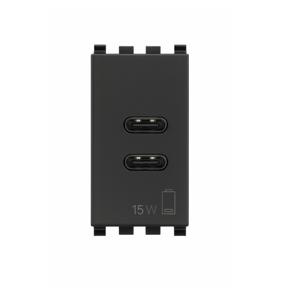 Vimar Eikon 20292  USB-C+USB-C gray finish front view number 2