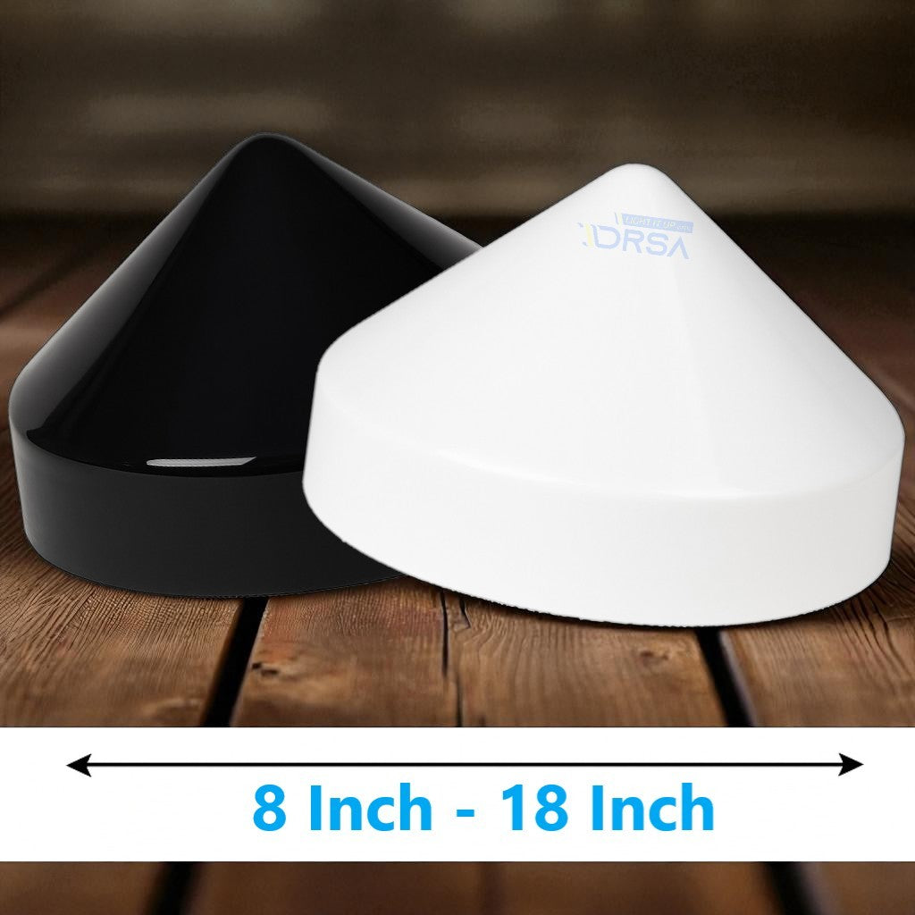 Black and White Cone Dock Piling Cap / Piling Cover – 4" to 18" Sizes