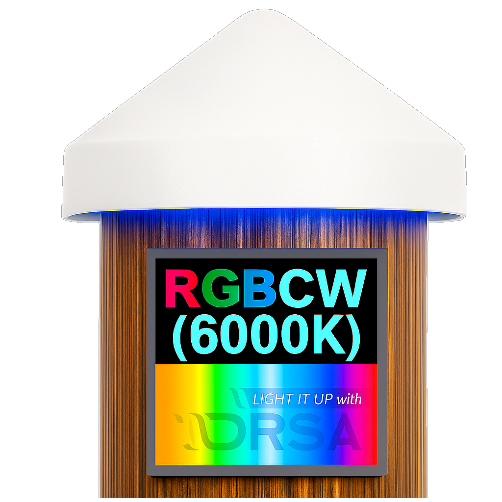 White LED Dock Piling Light Cap – 12V DC  RGBCW without remote 