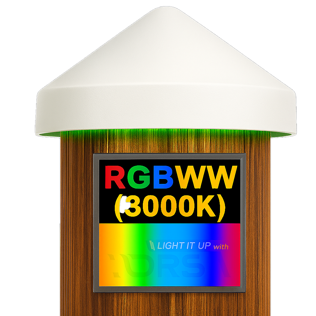 White LED Dock Piling Light Cap – 12V DC  RGBWW without remote 