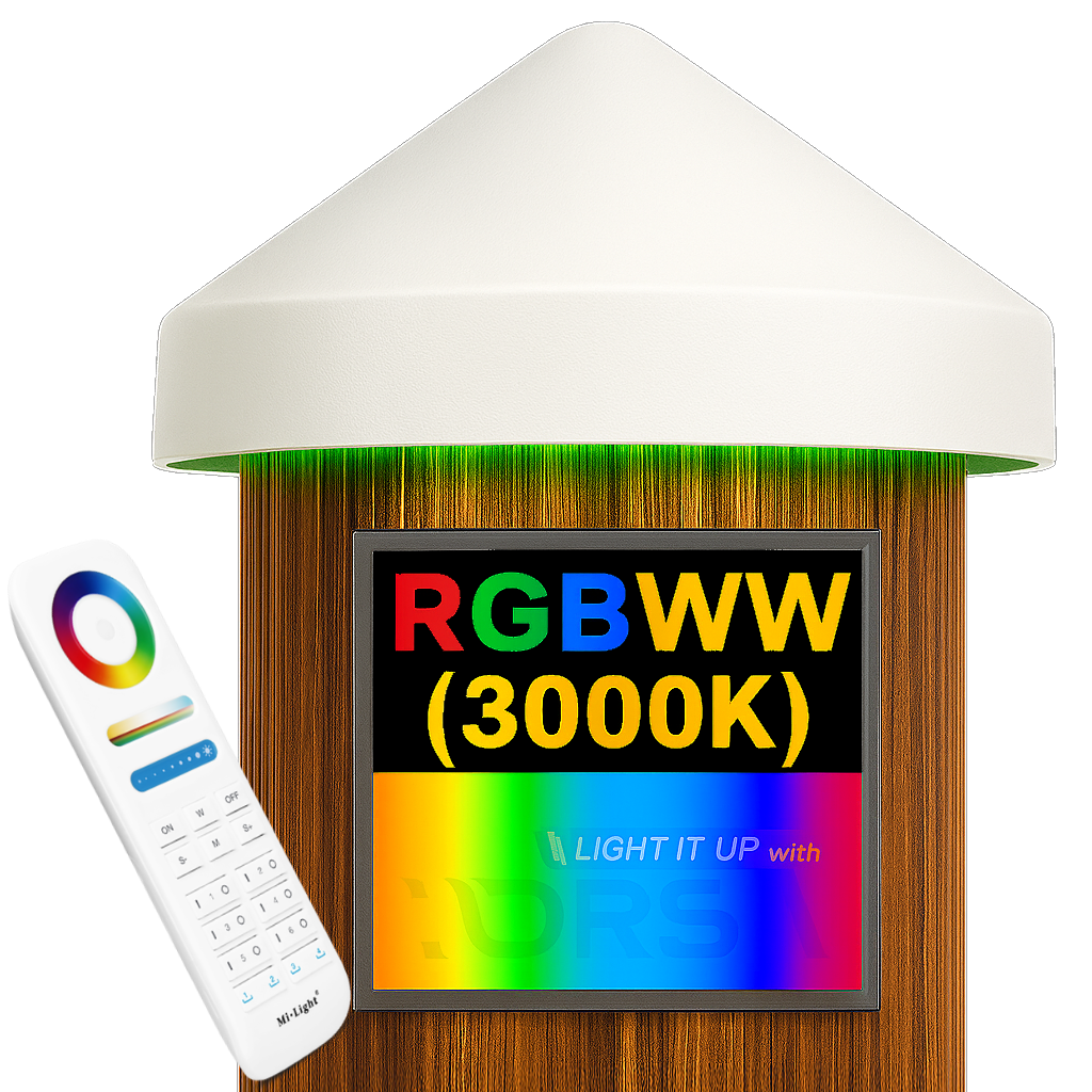White LED Dock Piling Light Cap – 12V DC  RGBWW with remote 
