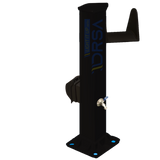 Black powder-coated aluminum hose station with LED fixture with gfi attachment 


