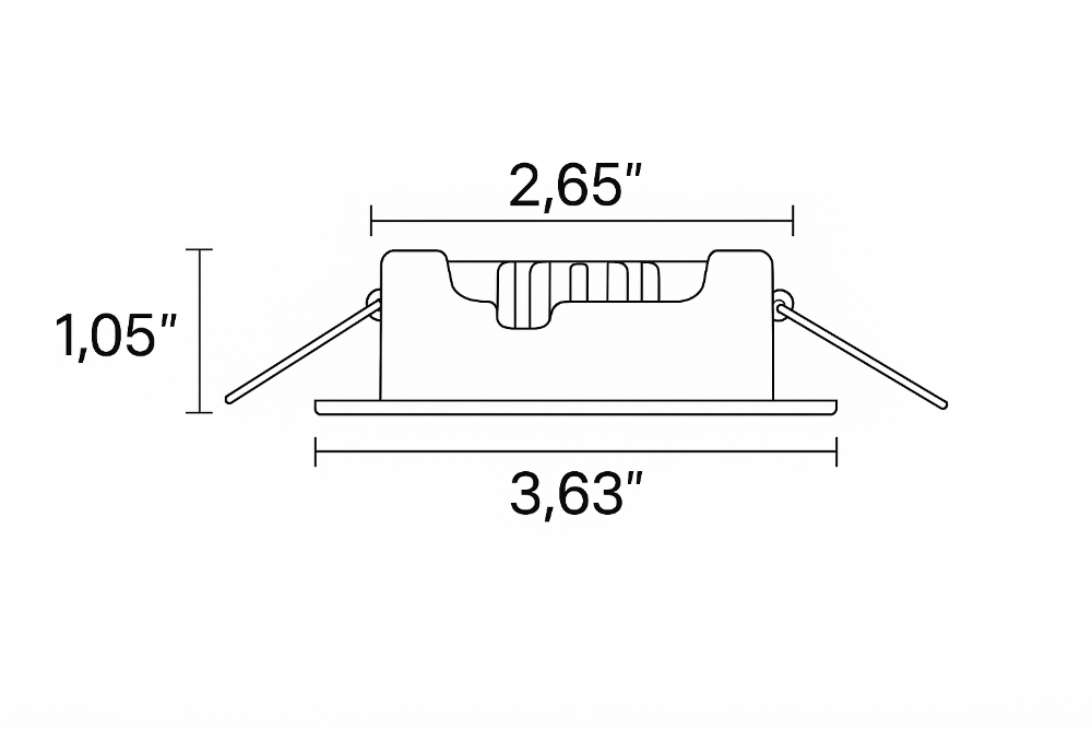 imtra Stainless finish LED ceiling light diagram
