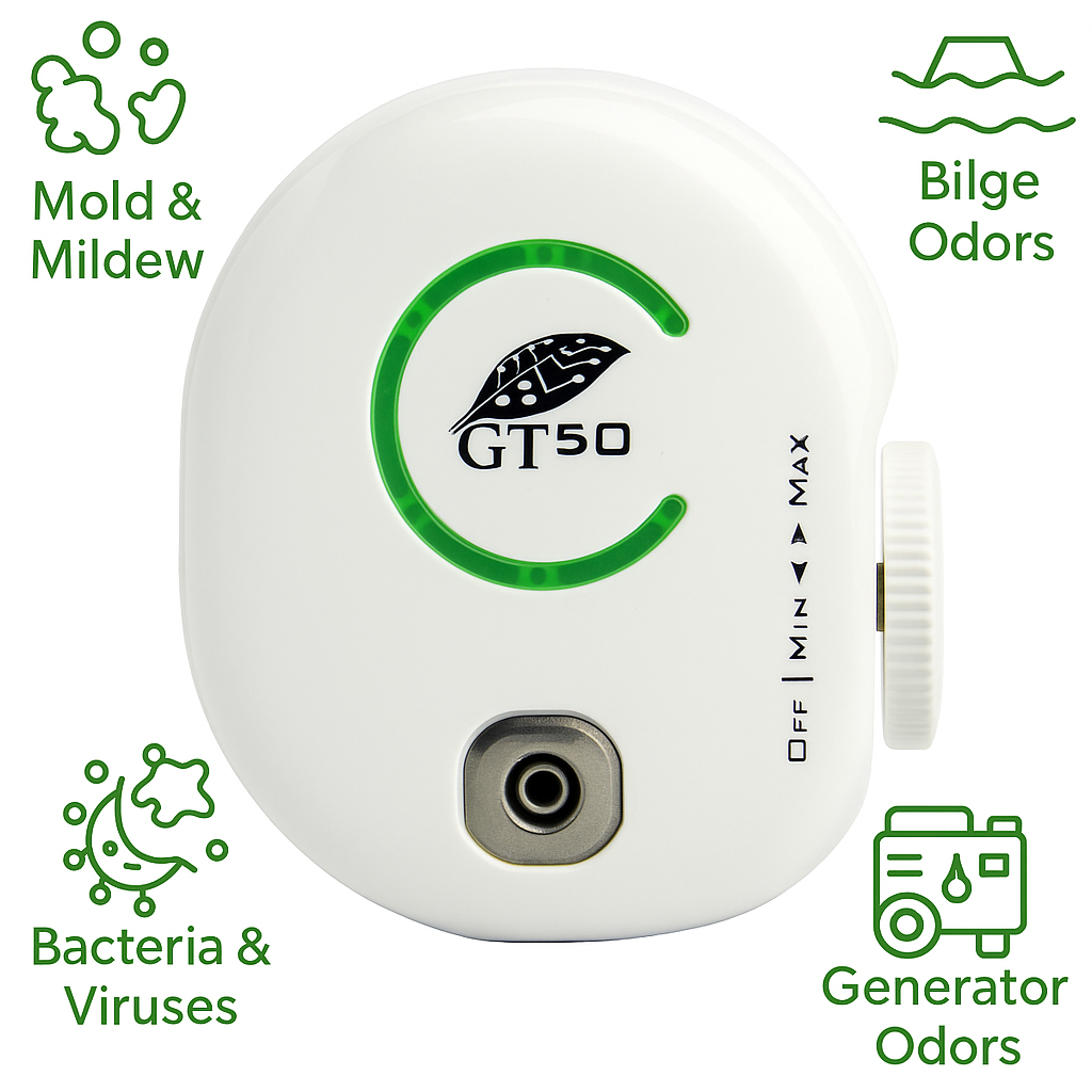 GT50 Plug-In Air Purifier for Marine and RV – Compact Ozone Air Cleaner for boats
