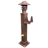 Rusty iron finish hose station with 120V pegoda LED lighting and water connection

