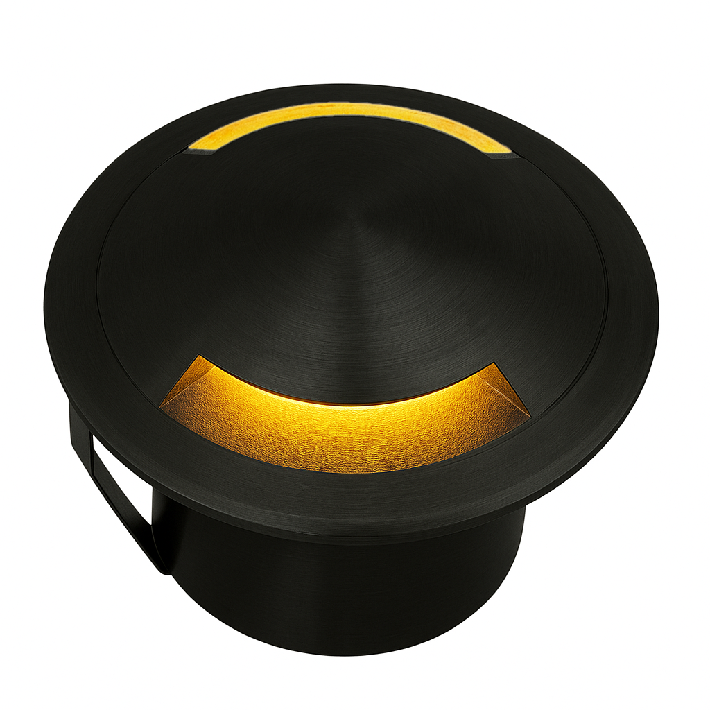 2-opening stainless steel round dock light cover black finish in warm white 4W