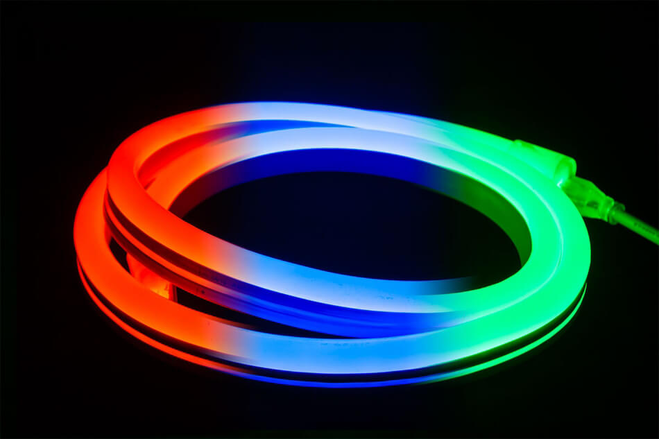 5M ECLIPSE SNL100 RGB neon flex light on boat gunwale, Flexible dot-free RGB LED strip 
