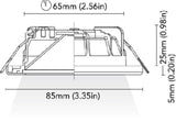 BCM Orlando 85 warm white and red LED light, diagram
, IP66


