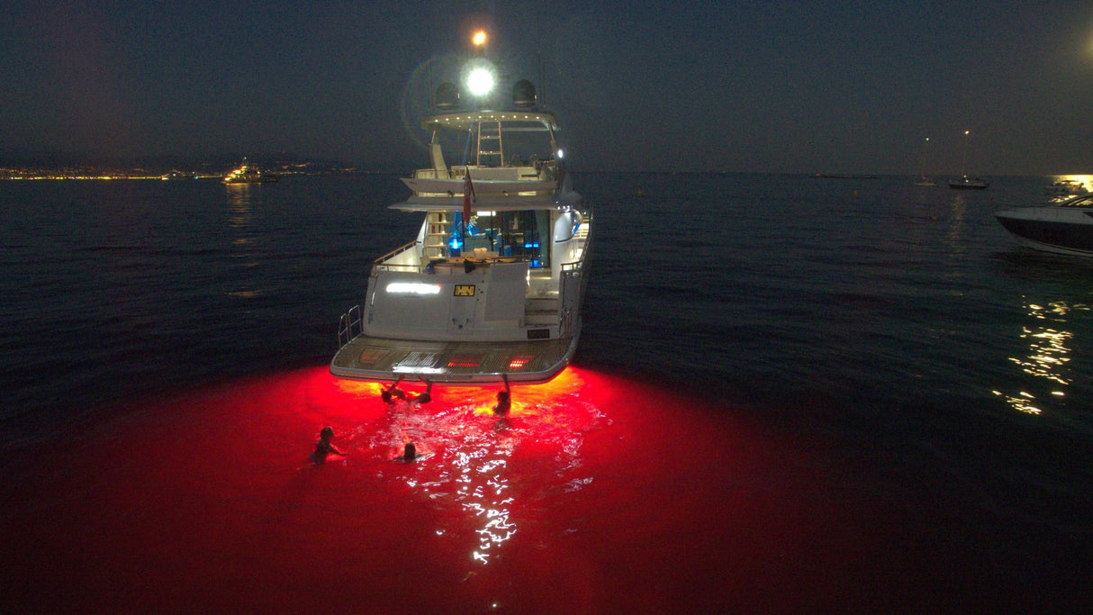 Lumishore - EOS TIX404 Underwater LED Light rgbw at night on yacht