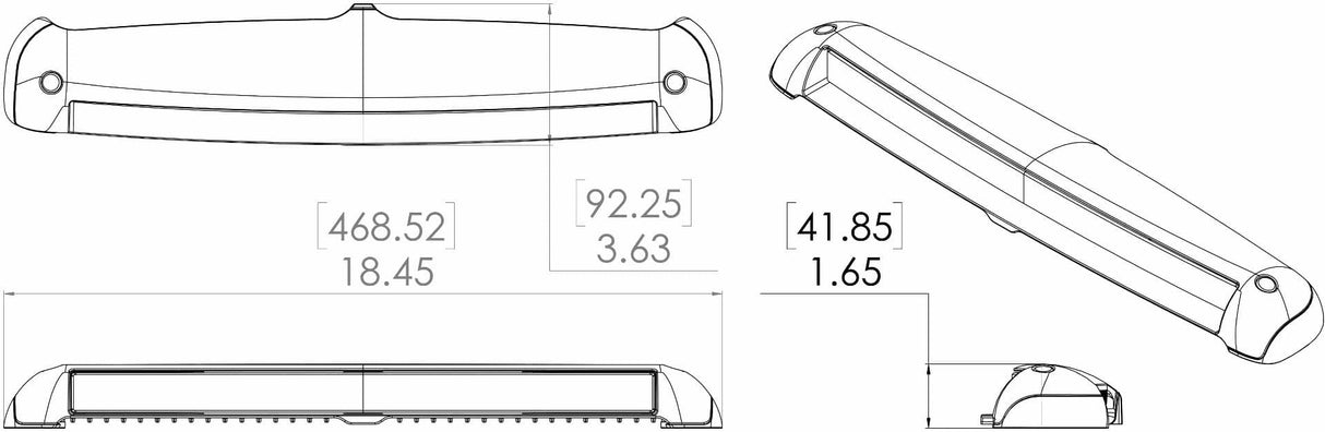 triple Razor LED Light Bar Spot delivering 10,000 lumens, sleek white finish flush-mount design instelation diagram