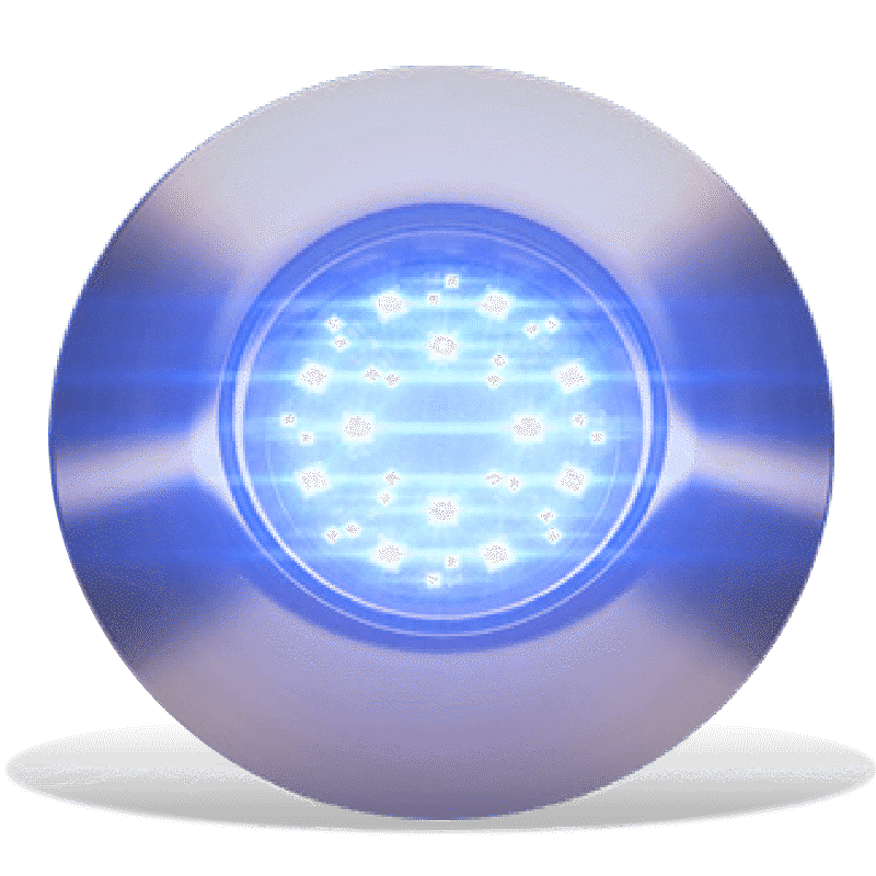 SUPRA THX404 Thru-Hull Underwater LED Light blue white light front view