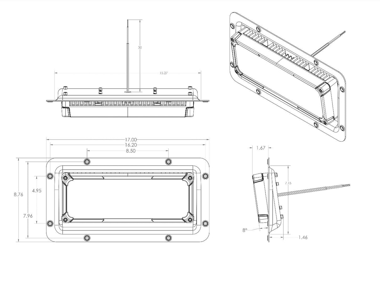 Maxillume TR150 LED Flood Light delivering 20,000 lumens ith rugged design instelation diagram
