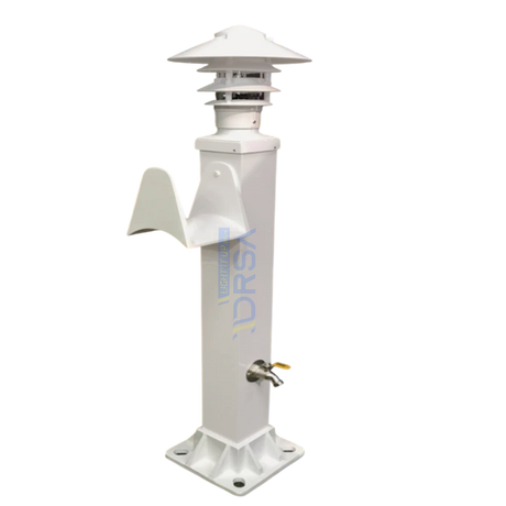White aluminum dock hose station with pagoda light and water connection

