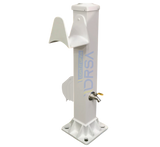 white Aluminum marine pedestal with hose holder and water connection