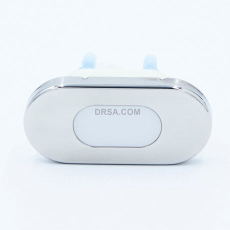 front view of the stainless steel oval courtesy light highlighting its slim profile and screw mount installation