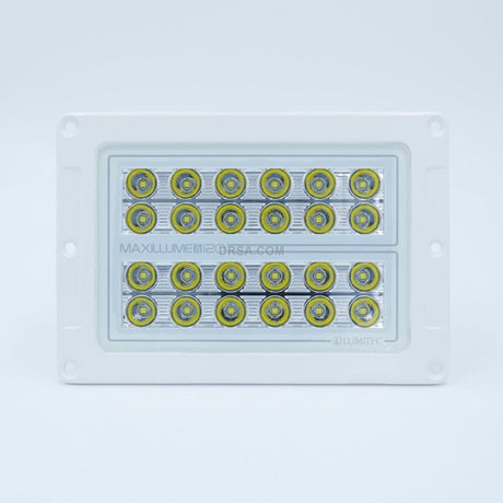Maxillume H120 Marine LED Flood Light with heavy-duty aluminum housing white flushmount front profile view