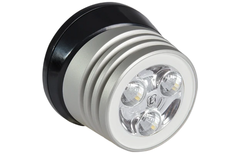 Zephyr LED Spreader/Deck Light with brushed black base front view