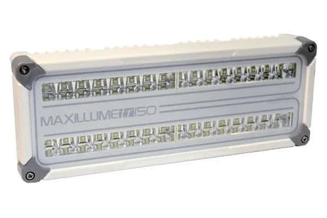Maxillume TR150 LED Flood Light delivering 20,000 lumens ith rugged design in white side view without mounting bracket