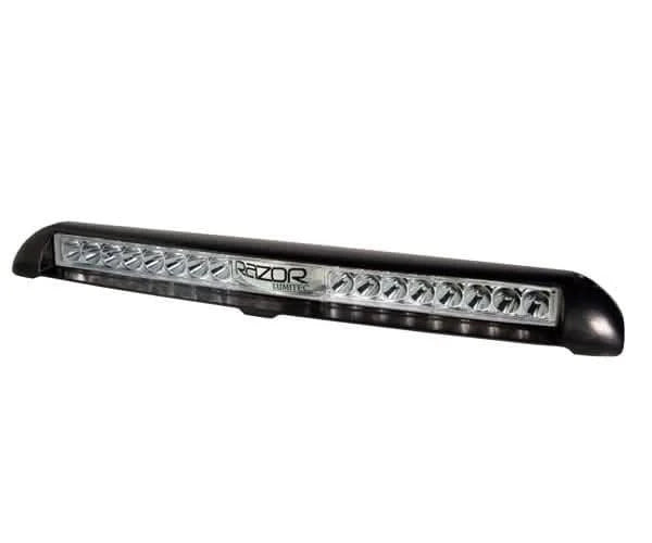 Razor LED Light Bar Spot delivering 10,000 lumens, sleek black finish flush-mount design front profile view