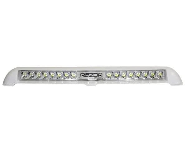 Razor LED Light Bar Spot delivering 10,000 lumens, sleek white flush-mount design front profile view