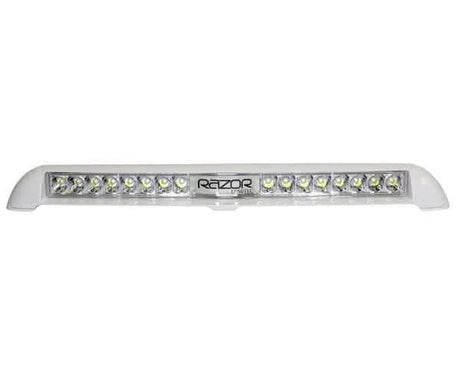 Razor LED Light Bar Spot delivering 10,000 lumens, sleek white flush-mount design front profile view