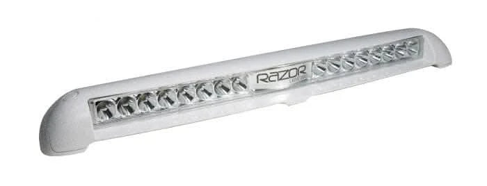 triple Razor LED Light Bar Spot delivering 10,000 lumens, sleek white finish flush-mount design front side view profile
