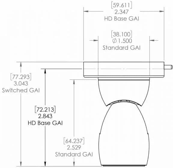 Lumitec GAI2 LED Positionable Light with Heavy Duty Base diagram